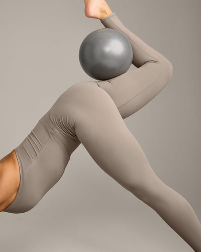 SoftMotion™ High Waisted Leggings with Grey Logo | Minky