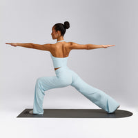 SoftMotion™ Straight Leg Pants with Gray Logo | Cloud Blue