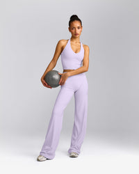 SoftMotion™ Straight Leg Pants with Gray Logo | Lavender Purple