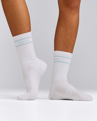 Varsity Stripe Long Crew Socks 1 Pack | Cloud Blue