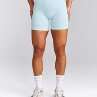 EnhanceLift™ Seamless Shorts with Gray Logo | Cloud Blue