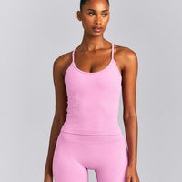 EnhanceLift™ Seamless Strappy Racer Tank Top with Built in Bra New Branding | Rose Pink