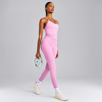 EnhanceLift™ Seamless Strappy Racer Tank Top with Built in Bra New Branding | Rose Pink