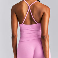 EnhanceLift™ Seamless Strappy Racer Tank Top with Built in Bra New Branding | Rose Pink