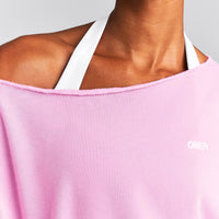 Cotton Vintage Lounge Off-The-Shoulder Sweatshirt | Rose Pink
