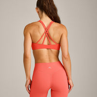 EasyLift™ High Neck Sports Bra with Grey Logo | Hyper Orange