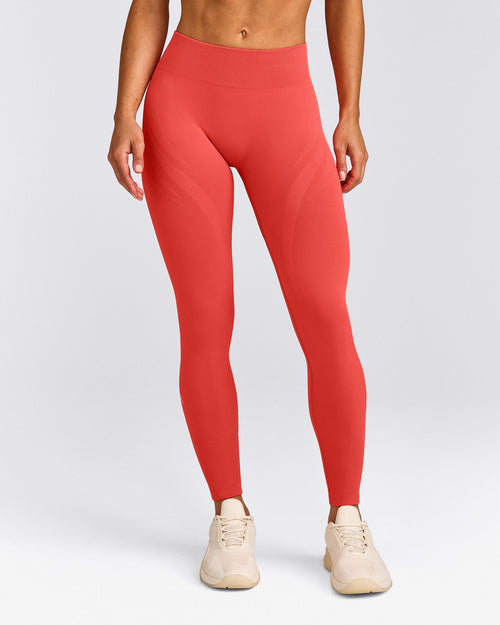 EnhanceLift™ Seamless Leggings with Gray Logo | Dark Charged Coral