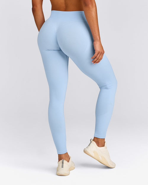 EnhanceLift™ Seamless Leggings with Gray Logo | Powdered Blue