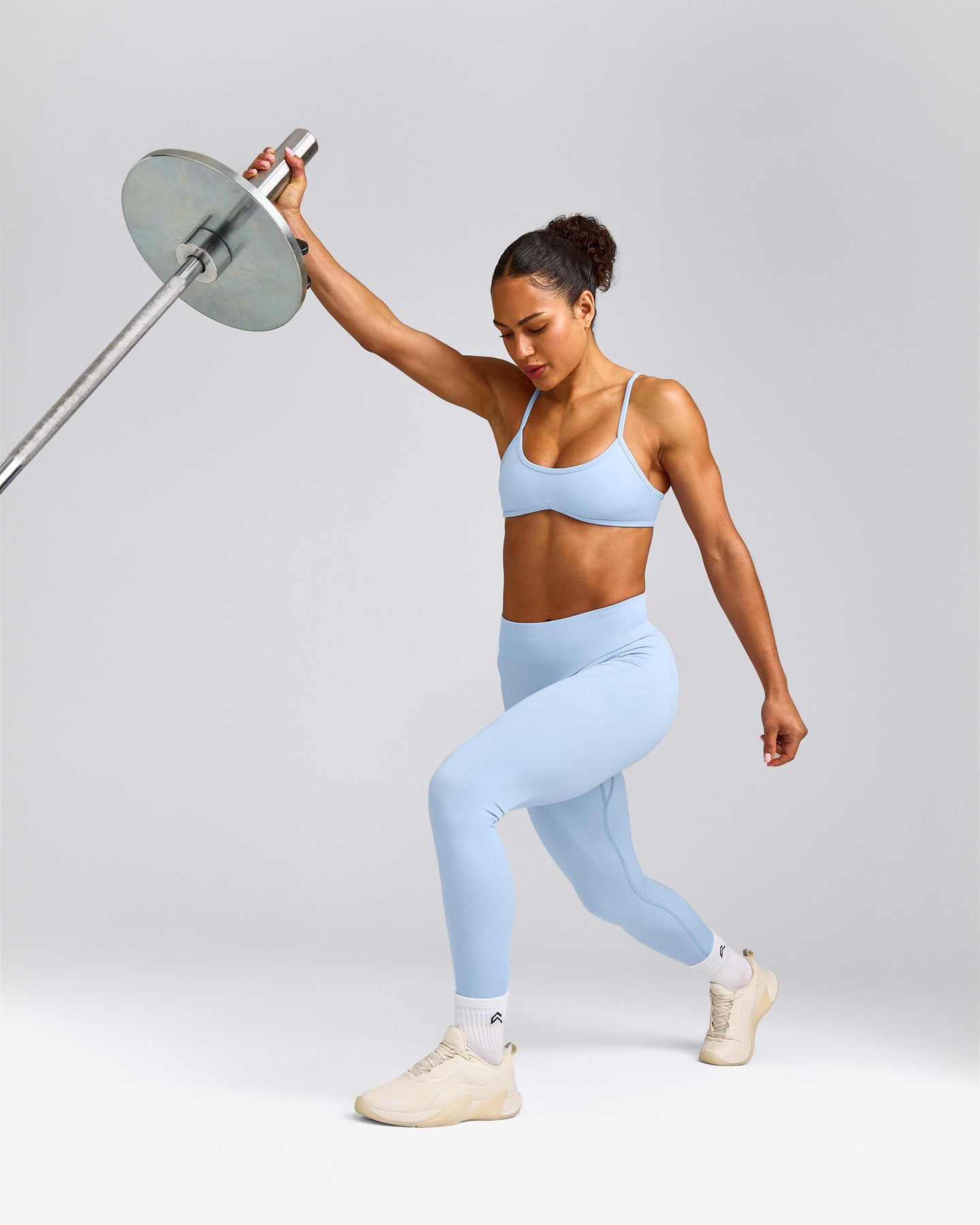 EnhanceLift™ Seamless Leggings with Gray Logo | Powdered Blue