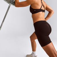 EnhanceLift™ Seamless Shorts with Gray Logo | 70% Cocoa