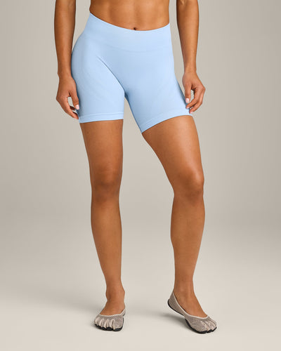 EnhanceLift™ Seamless Shorts with Grey Logo | Powdered Blue