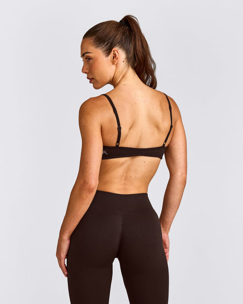 EnhanceLift™ Seamless Minimal Bralette with Gray Logo | 70% Cocoa