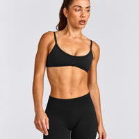 EnhanceLift™ Seamless Minimal Bralette with Gray Logo | Black