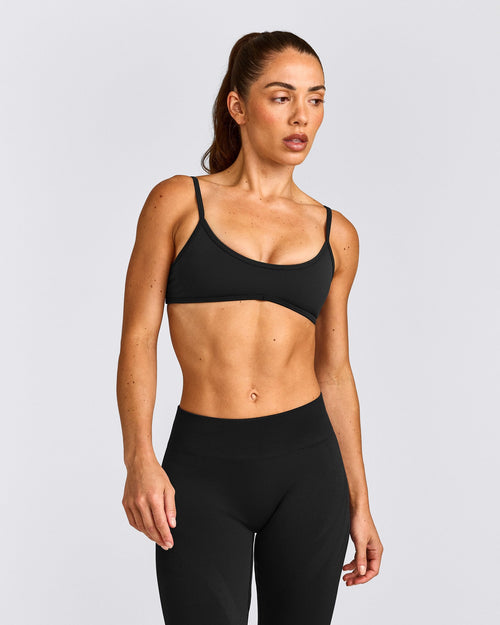 EnhanceLift™ Seamless Minimal Bralette with Gray Logo | Black