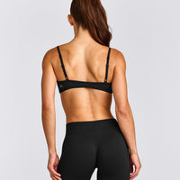 EnhanceLift™ Seamless Minimal Bralette with Gray Logo | Black