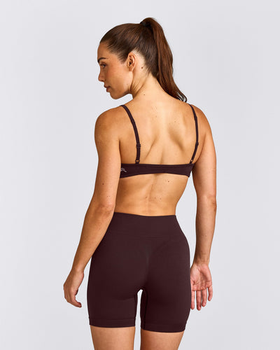 EnhanceLift™ Seamless Minimal Bralette with Gray Logo | Plum Brown