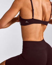 EnhanceLift™ Seamless Minimal Bralette with Gray Logo | Plum Brown