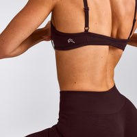 EnhanceLift™ Seamless Minimal Bralette with Gray Logo | Plum Brown