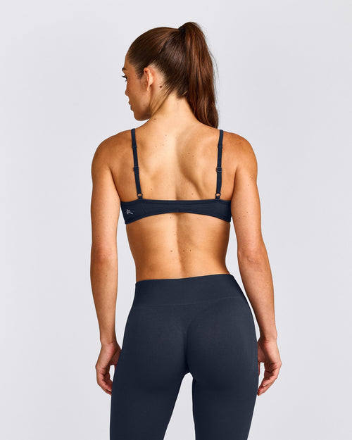 EnhanceLift™ Seamless Minimal Bralette with Gray Logo | True Blue