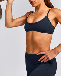 EnhanceLift™ Seamless Minimal Bralette with Gray Logo | True Blue