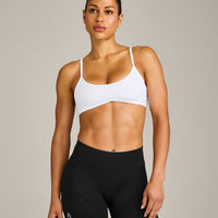 EnhanceLift™ Seamless Minimal Bralette with Grey Logo | White