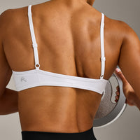 EnhanceLift™ Seamless Minimal Bralette with Grey Logo | White