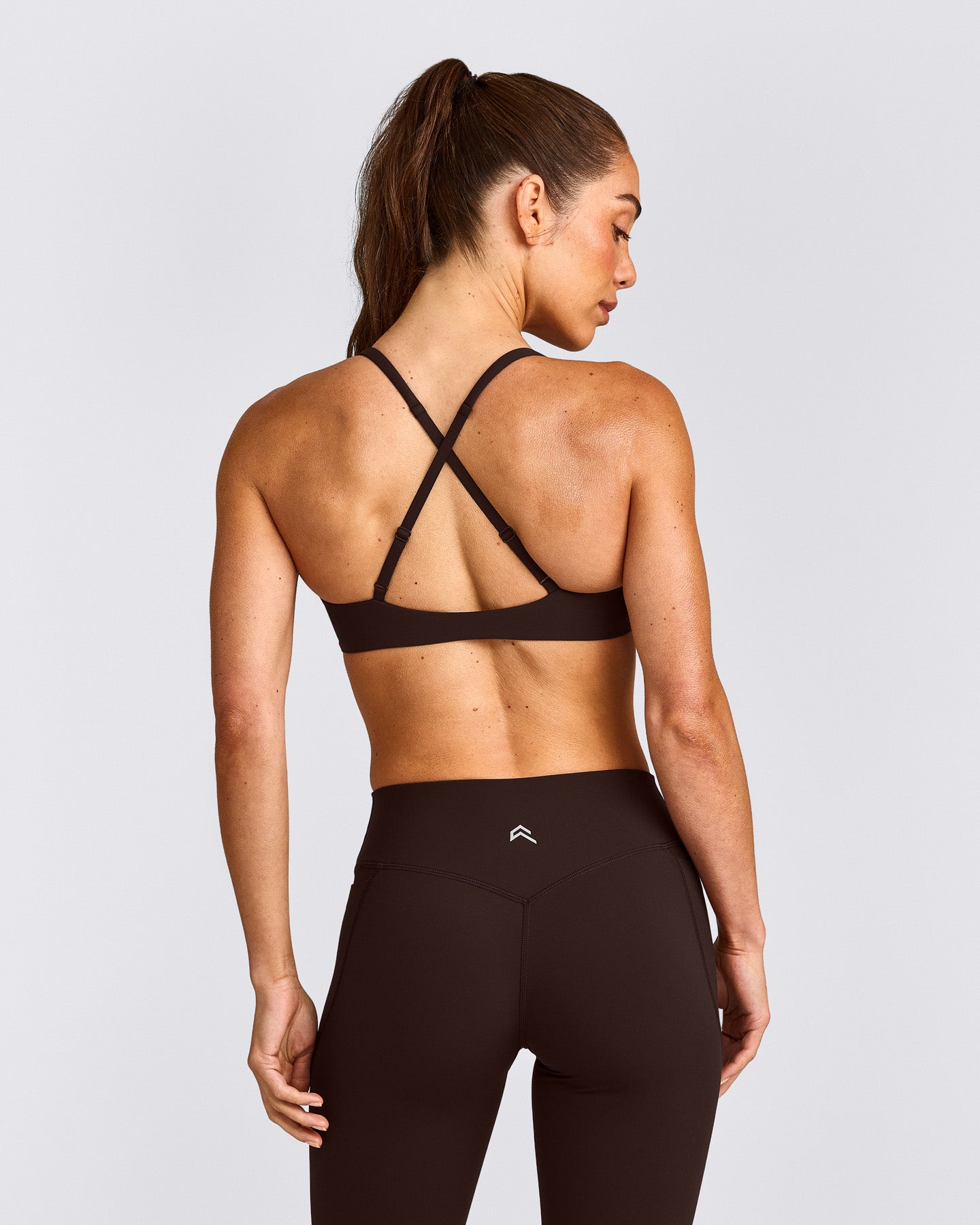 UnifiedMove™ Cross Back Sports Bra with Reflective Logo | 70% Cocoa