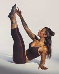 SoftMotion™ Fold Over Capri Leggings New Branding | Plum Brown