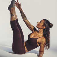 SoftMotion™ Fold Over Capri Leggings New Branding | Plum Brown