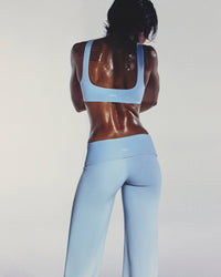 SoftMotion™ Fold Over Mid Rise Straight Leg Pants New Branding | Mist Blue