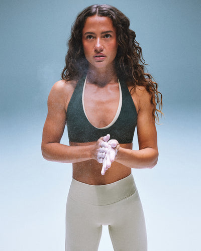 SoftMotion™ Minimal Halter Neck Bralette | Emerald Noir