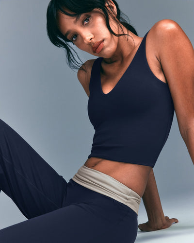 SoftMotion™ Scoop Neck Tank Top with Gray Logo | True Blue