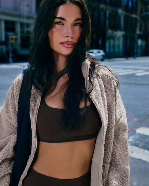 SoftMotion™ Soft Square Neck Sports Bra | 70% Cocoa