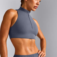 EasyLift™ Zip High Neck Sports Bra New Branding | Dark Granite Blue