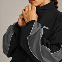 Oversized Contrast Piped Woven Track Jacket | Black