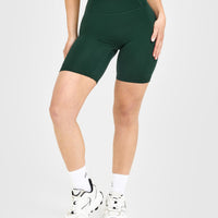 Timeless High Waisted Shorts with White Logo | Racing Green