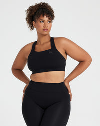 Timeless Wide Strap Sports Bra | Black