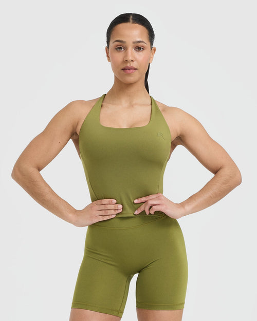 Oner Modal Timeless Square Neck Mid Vest | Olive Green