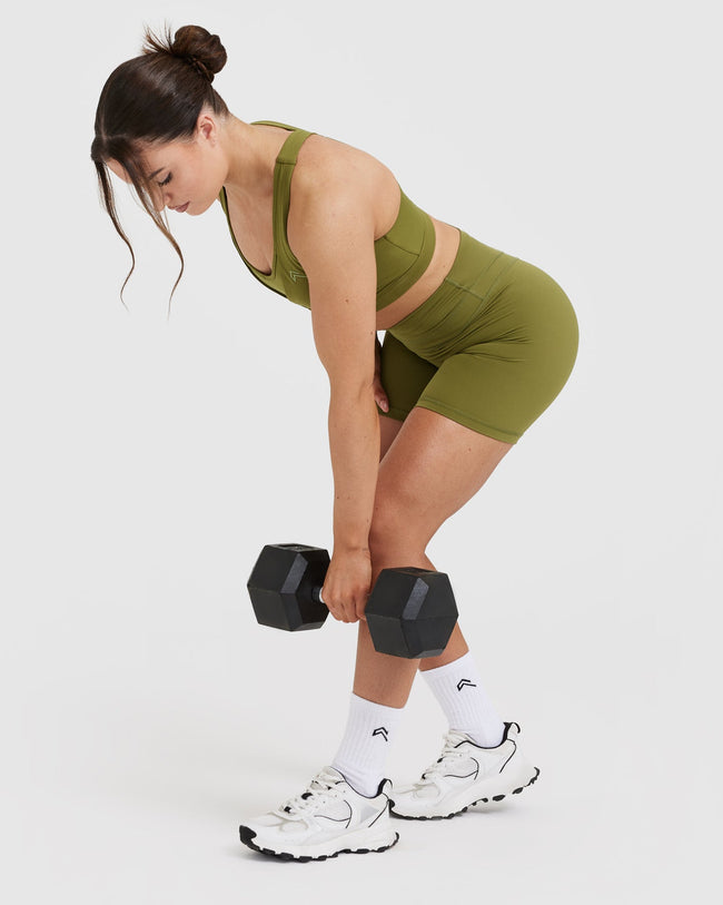 UnifiedMove™ High Waisted Shorts 6" | Olive Green