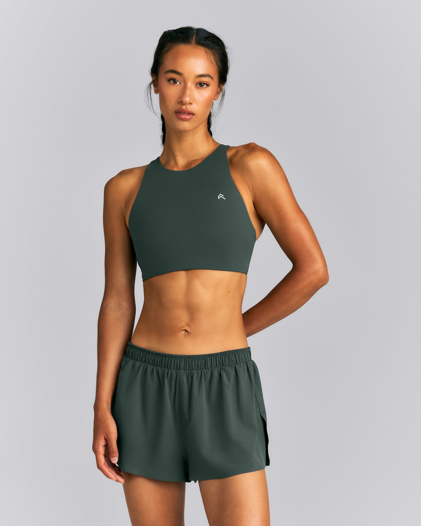EasyLift™ High Neck Sports Bra New Branding | Deep Shadow Green