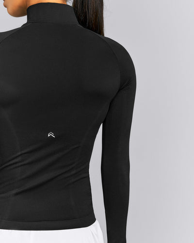 Oner Seamless Mid Weight Fitted 1/2 Zip Long Sleeve Top | Black