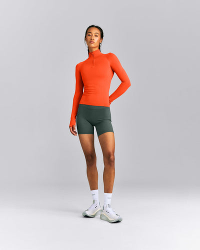 Oner Seamless Mid Weight Fitted 1/2 Zip Long Sleeve Top | Energy Orange