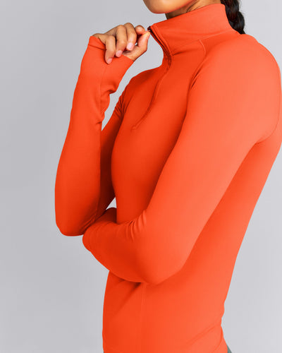 Oner Seamless Mid Weight Fitted 1/2 Zip Long Sleeve Top | Energy Orange