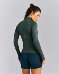 Oner Seamless Mid Weight Fitted 1/2 Zip Long Sleeve Top | Shadow Green