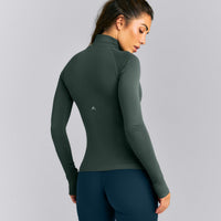 Oner Seamless Mid Weight Fitted 1/2 Zip Long Sleeve Top | Shadow Green