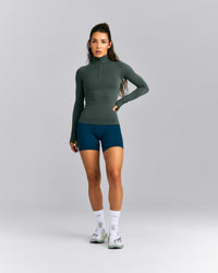 Oner Seamless Mid Weight Fitted 1/2 Zip Long Sleeve Top | Shadow Green