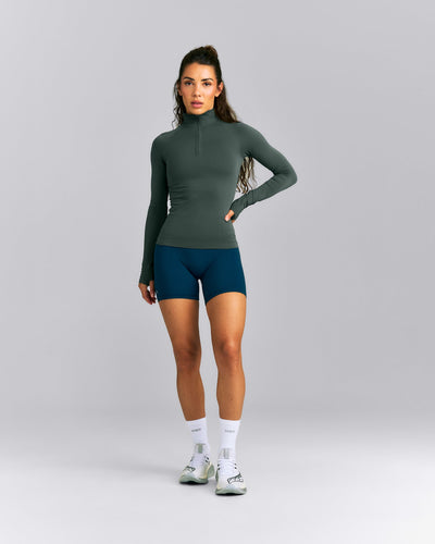 Oner Seamless Mid Weight Fitted 1/2 Zip Long Sleeve Top | Shadow Green