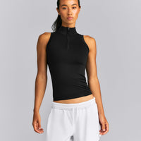 Oner Seamless Mid Weight Fitted 1/2 Zip Tank | Black