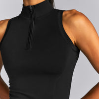 Oner Seamless Mid Weight Fitted 1/2 Zip Tank | Black