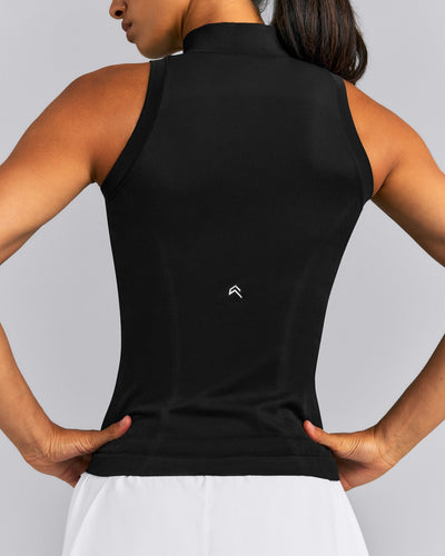 Oner Seamless Mid Weight Fitted 1/2 Zip Tank | Black